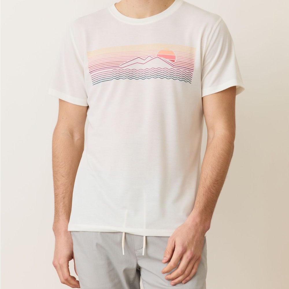 Marine Layer Air Crew Graphic White Tee with Sunset Graphic large / x large NWOT